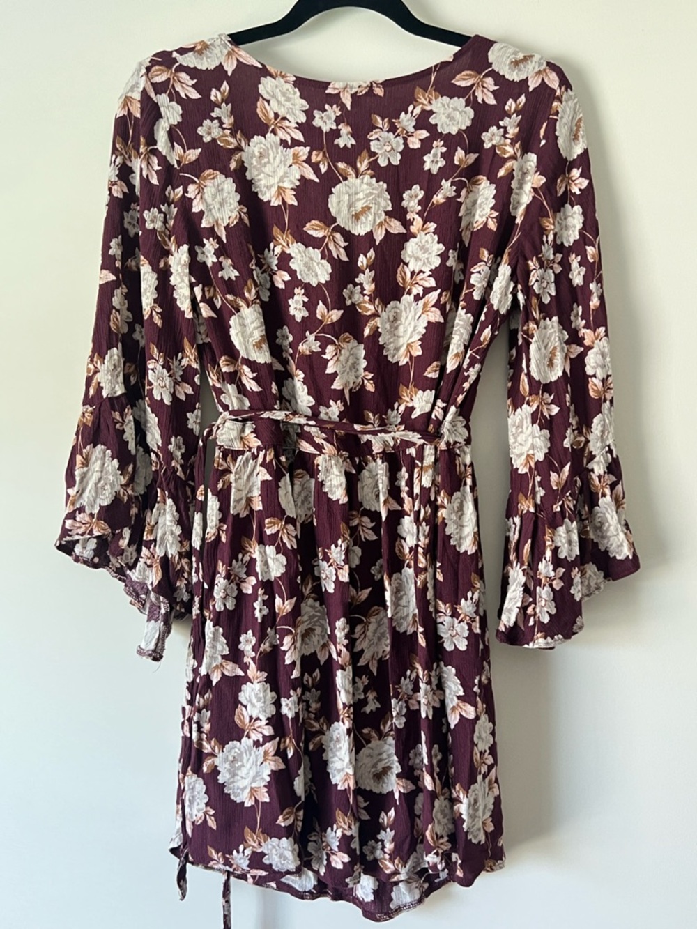 American Eagle Outfitters Burgundy Floral Wrap Dress - Picture 7 of 9